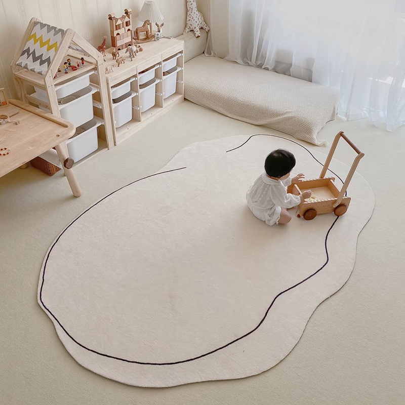 Thảm Lót Sàn Chống Trượt Màu Trắng Phong Cách Bắc Âu Trang Trí Nhà Cửa