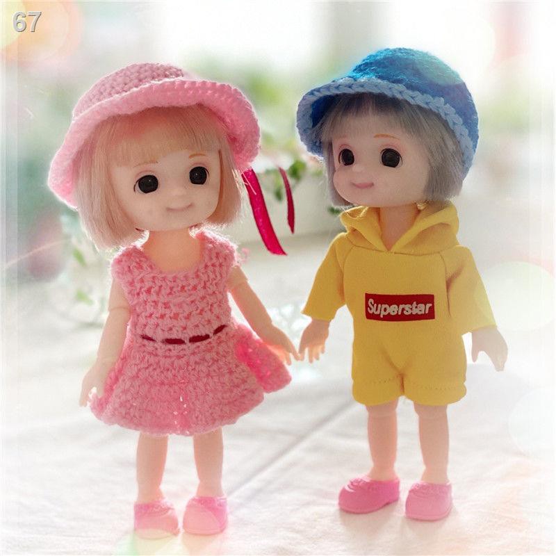 Hai bộ búp bê bjd 8 điểm mới, Barbie nhỏ 17 cm có 13 khớp, bé khỏa thân mắt thật 3DS