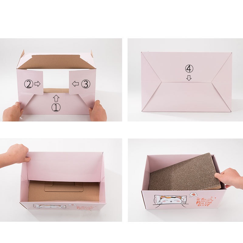 Hộp Box Cào Móng Cho Mèo - Kèm Bàn Giấy Cào Móng (Tặng Catnip)