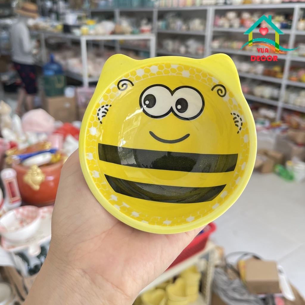 Bộ Bát Đĩa Decor Bé Trai Màu Vàng Chén Dĩa Dễ Thương Tô Sứ 15 món Cute V-01