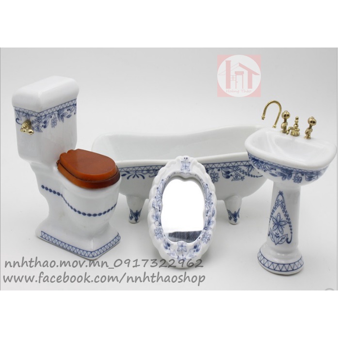 Miniature, dollhouse trang trí mô hình _Bộ nhà tắm