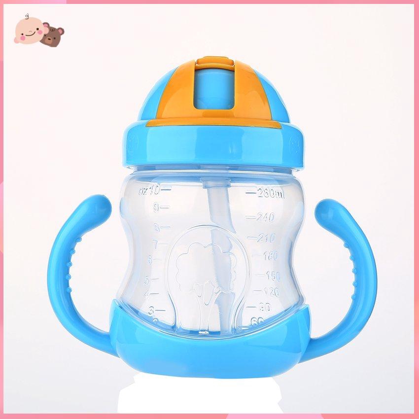 Bình sữa silicone dễ thương có ống hút dành cho bé