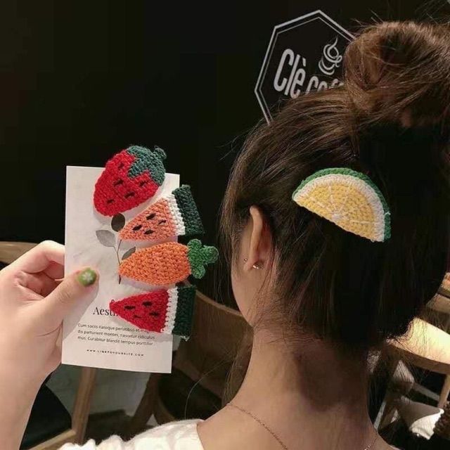 Kẹp Tóc Len Hoa Quả Dễ Thương