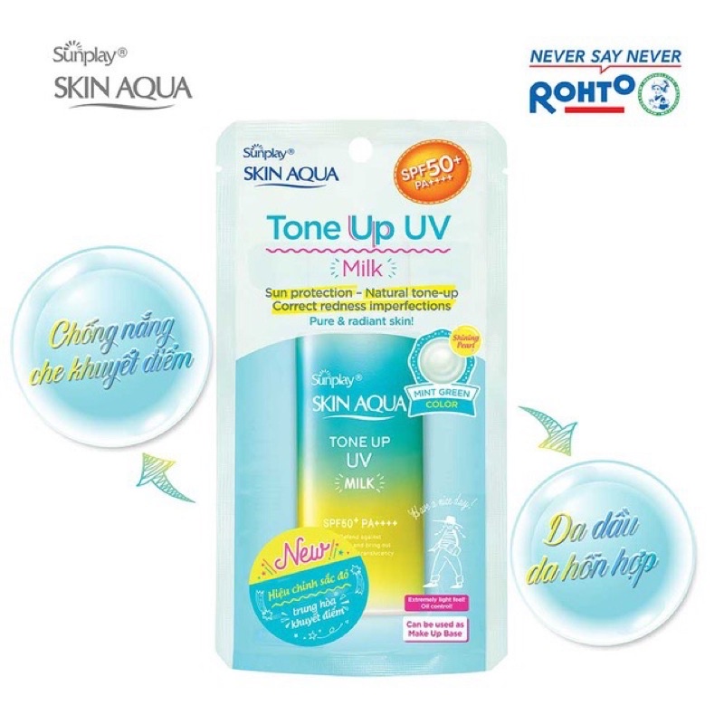 Sữa chống nắng nâng tone Sunplay Skin Aqua Tone Up UV Milk SPF 50 PA++++, dành cho da dầu da hỗ hợp