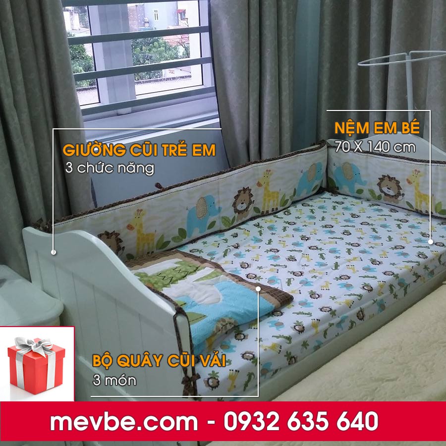 Nôi cũi, giường cũi 3 trong 1 Darling trắng - Mẹ Vì Bé