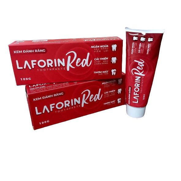 Kem đánh răng Laforin Red ngăn chảy máu chân răng, ngừa sâu răng, các bệnh về lợi, nướu, hơi thở thơm mát - Tuýp 100g