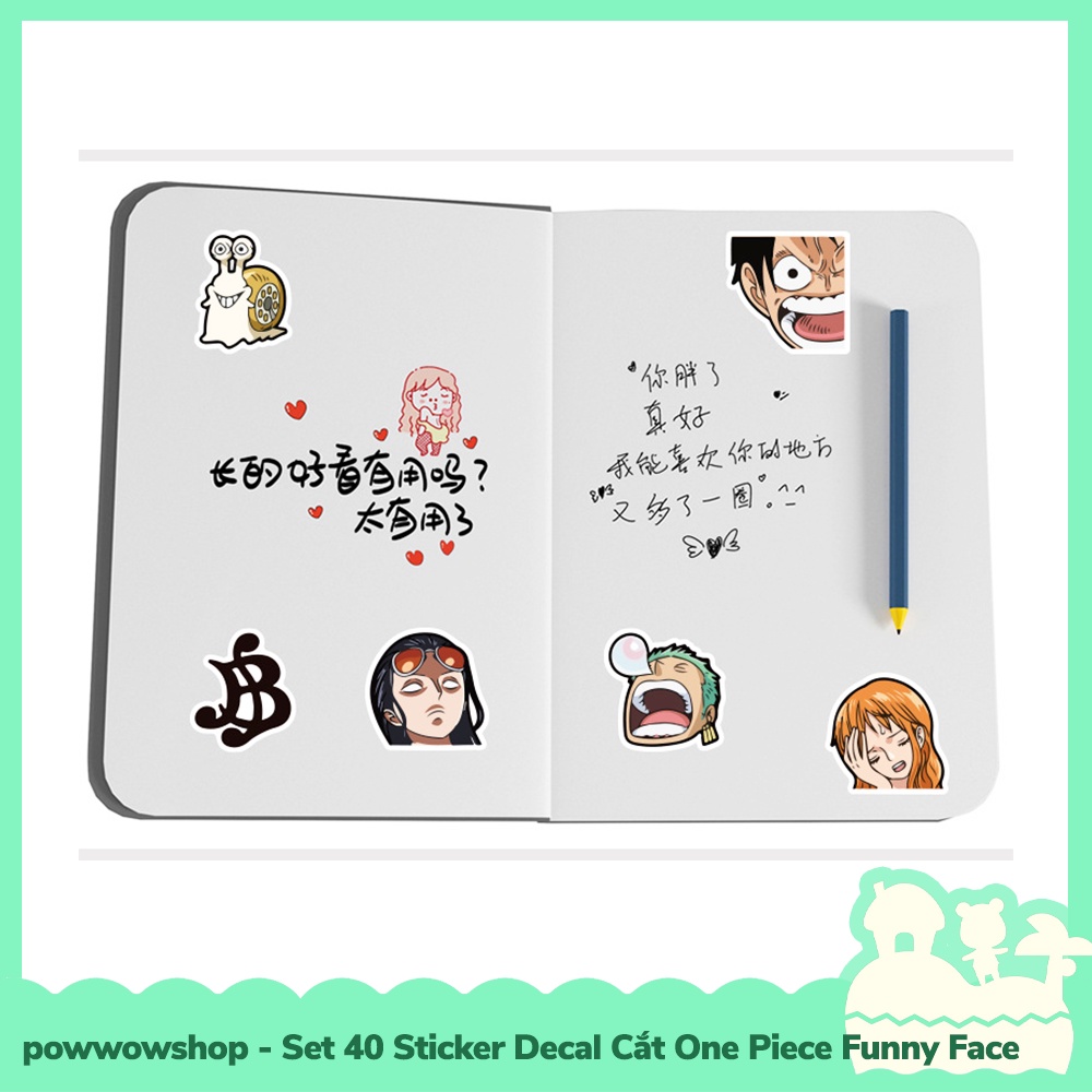 [Sẵn VN - Hỏa Tốc] Set 40 Sticker Mini Decal Dán Trang Trí Vật Dụng Mẫu One Piece Luffy Nami Zoro Sanji Funny Face