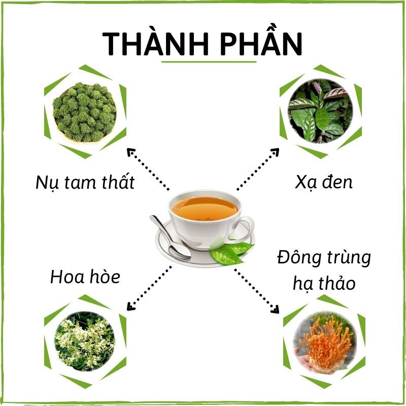 Trà tam thất - xạ đen - đông trùng hạ thảo | Dạng túi lọc 12 gói x 2g | Hỗ trợ giấc ngủ, tăng cường sức khỏe