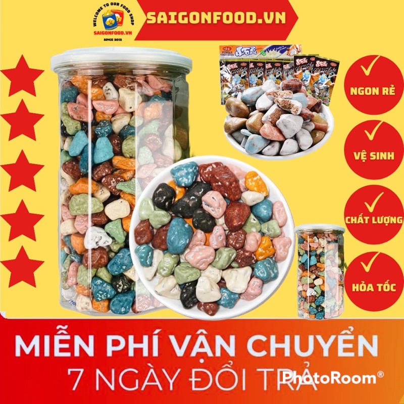 [FREESHIP] Kẹo Sỏi Đá Nhân Socola - Chocolate Viên Sỏi Hộp 1KG Loại Đặc Biệt Nhà Làm Thơm Ngon Đậm Vị | đồ ăn vặt SGF