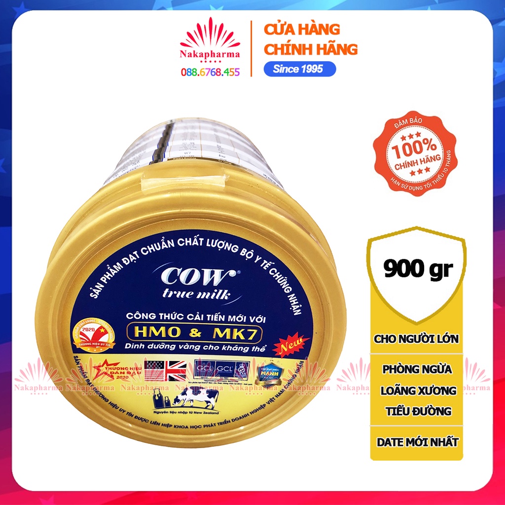 Sữa bột Cow True Milk Canxi Nano 900g – Phòng ngừa loãng xương, tiểu đường, hỗ trợ tim mạch, cải thiện trí nhớ