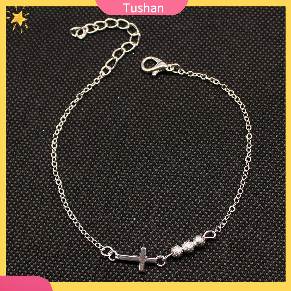 TUSH_Fashion Women Beaded Cross Charm Bracelet Chain Hand Jewelry Birthday Gifts