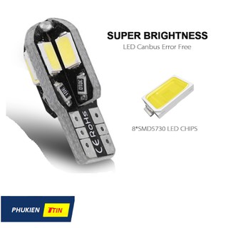 01 bóng đèn LED T10 4 KHÍA gắn demi, xi nhan 8SMD 5730 sáng 360 độ