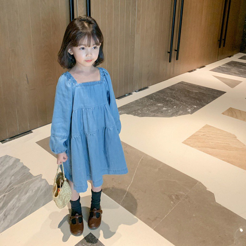 Đầm Denim Dài Tay Cho Bé Gái