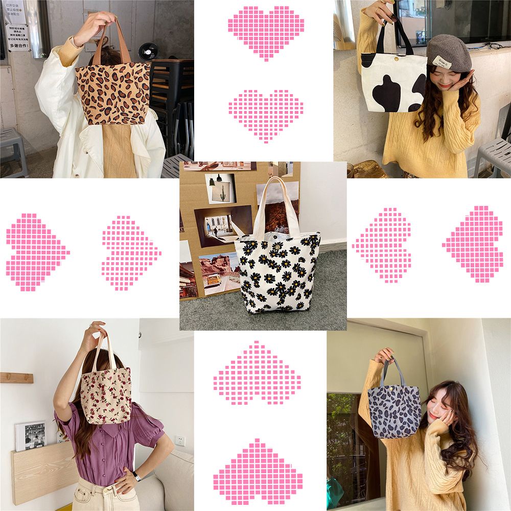 Túi vải nhung kẻ kiểu vuông nhiều mẫu họa tiết tùy chọn thời trang cho nữ