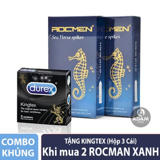 Mua 2 Hộp Bao Cao Su ROCMEN Xanh - Tặng 1 Hộp BCS Durex Kingtex 3 Chiếc