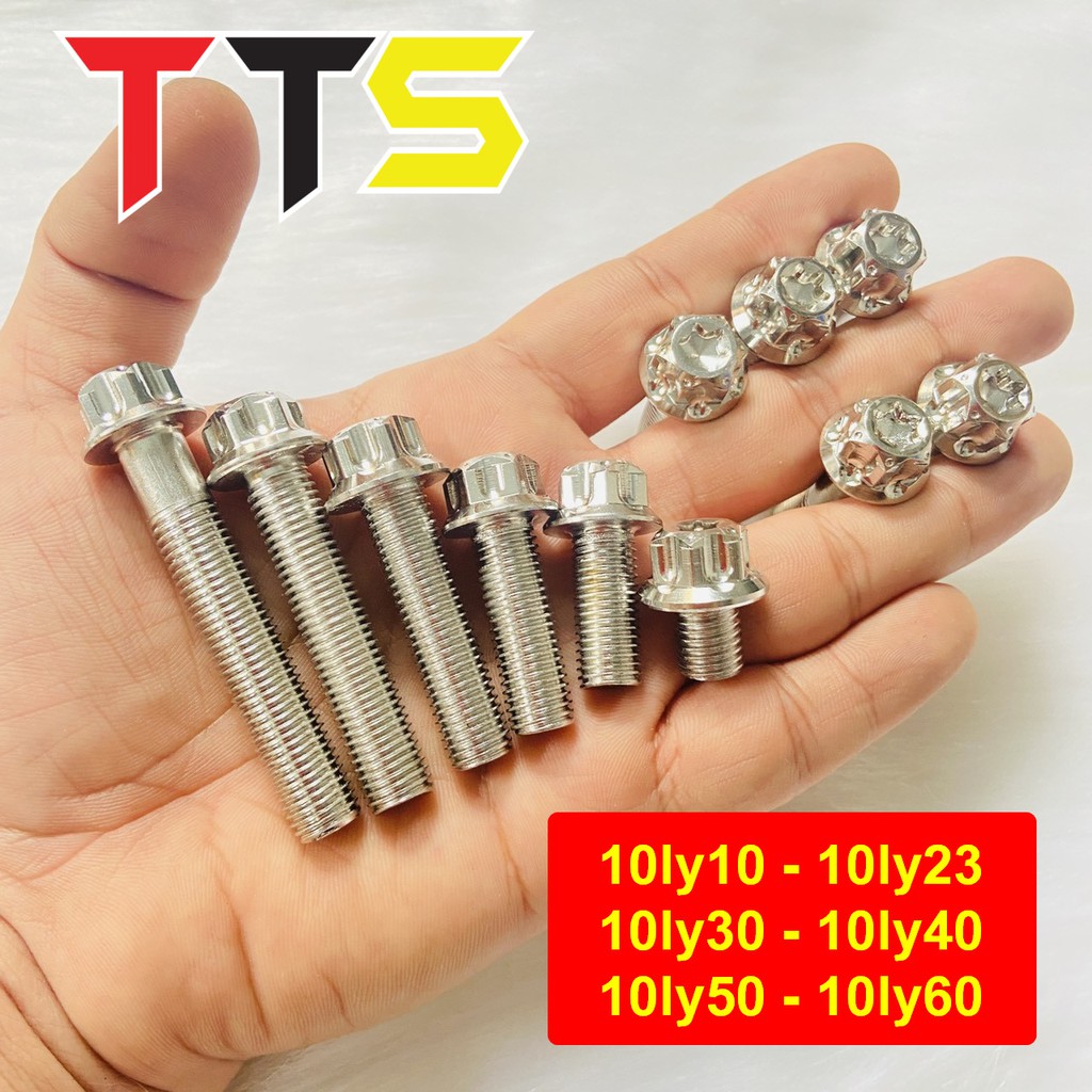 ( 10LY BÔNG ) Ốc SALAYA 10LY trụ bông full size lắp chân gương, heo dầu, chân phuộc, treo pô xe số, xe ga