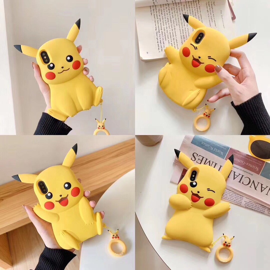 Cute 3D pikachu cartoon case for Iphone 6 6s plus 7 plus 8 plus x xs max xr 11 pro max silicone protective cover