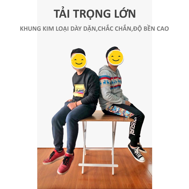 Bàn Ăn Gấp Gọn,Bàn Cafe 2 Mảnh Khung Sắt Chắc Chắn,Gấp Gọn Tiện Lợi,Mặt Bàn Hình Vuông KT 80*80*74cm