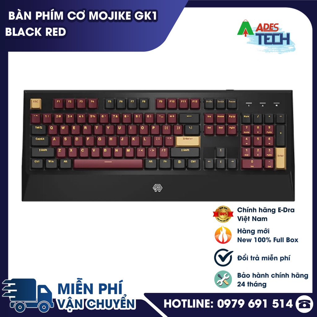 Bàn phím cơ Mojike GK1 Black Red  | Bảo hành 12 tháng