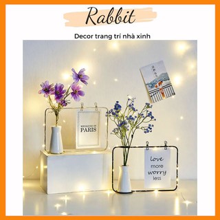 Lọ hoa kết hợp khung ảnh sắt treo postcard, ghi chú decor, trang trí để bàn
