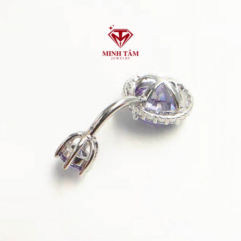 Khuyên rốn bạc S925 nhập khẩu cao cấp, Khuyên đeo rốn hình tròn nạm đá-Minh Tâm Jewelry