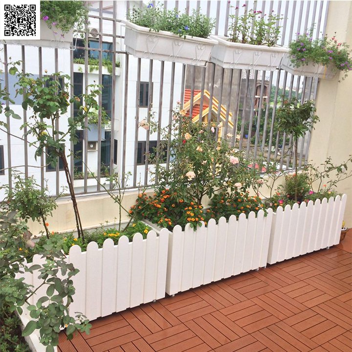 70x30x30 Chậu gỗ nhựa composite trồng cây ngoài trời có hàng rào mẫu mới