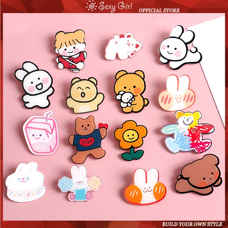 Ghim cài áo bằng acrylic họa tiết hoạt hình đáng yêu sáng tạo cho nữ