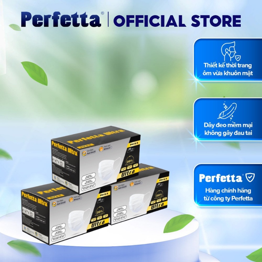3 hộp Khẩu trang Ultra màu trắng  đóng gói riêng từng cái