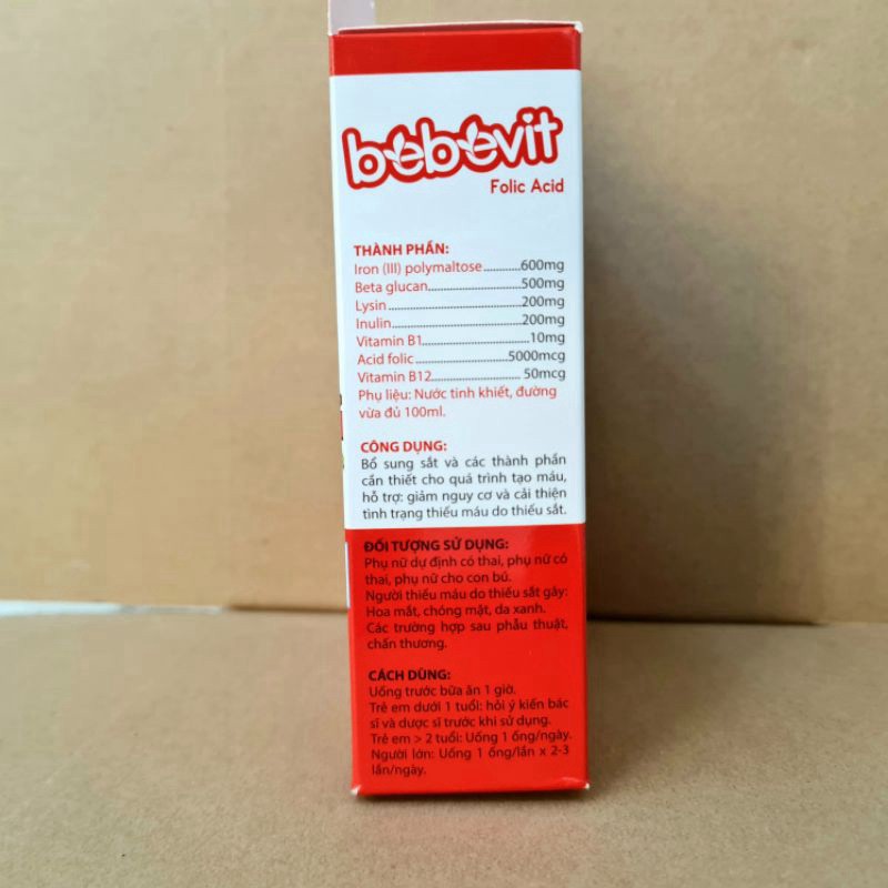 BEBEVIT FOLIC ACID bổ xung sắt và các thành phần thiết yếu cho quá trình tạo máu