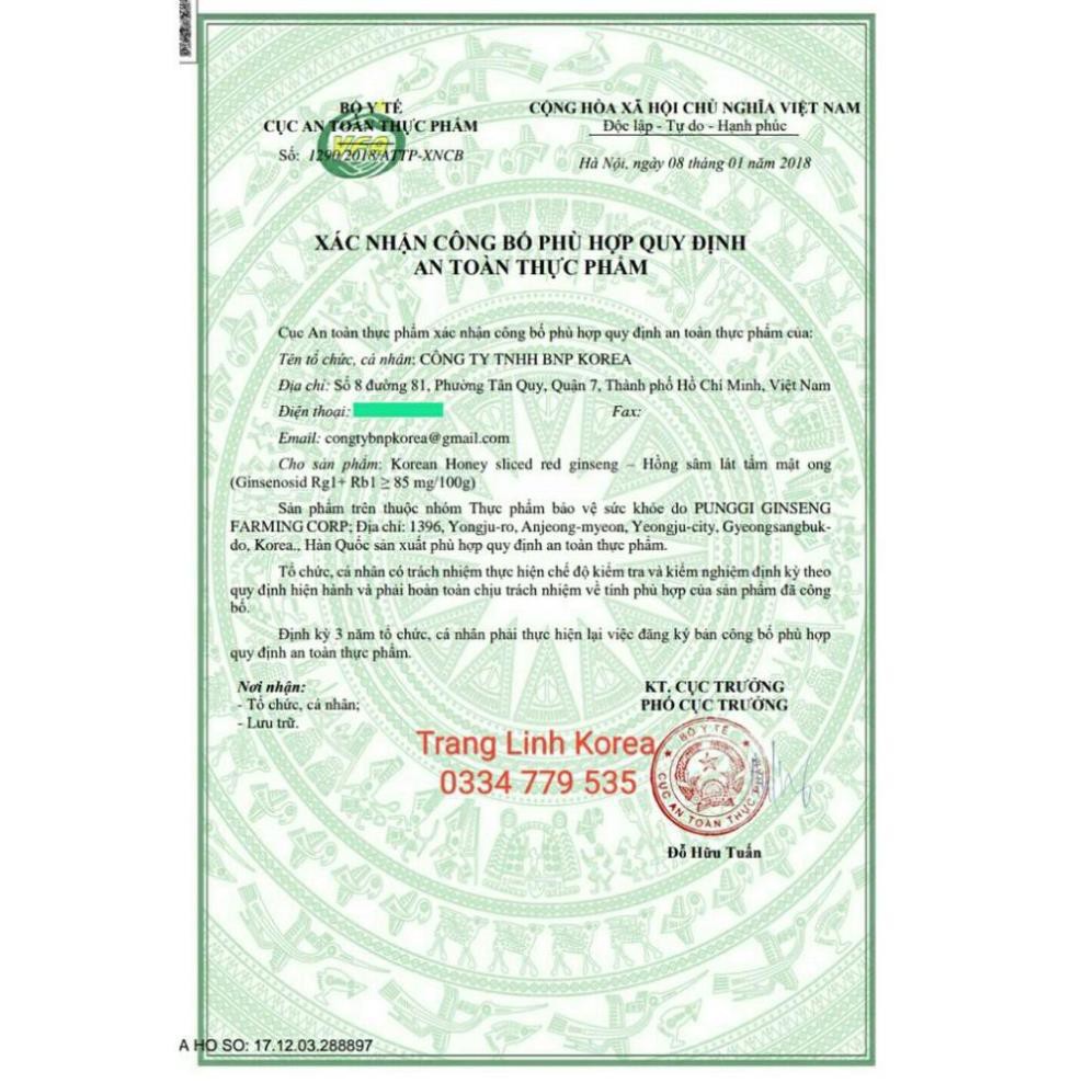 Hàng chuẩn auth Hồng Sâm Thái Lát Mật Ong Achim 200gr Hàn Quốc