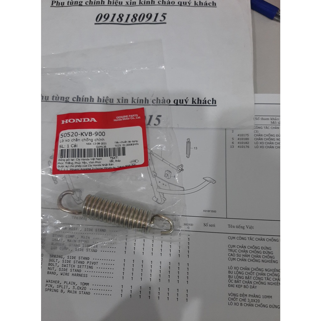 Lò xo chân chống chính vision ab 110 abl 125 sh mode ab 125 honda