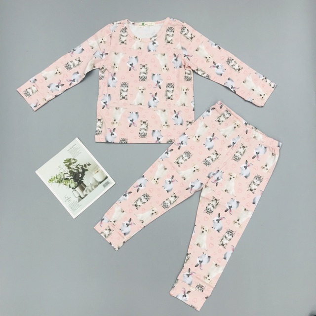 Bộ thu đông cho bé gái, đồ bộ thun bé gái chất cotton mềm mát, size 1-8 tuổi - SUNKIDS1