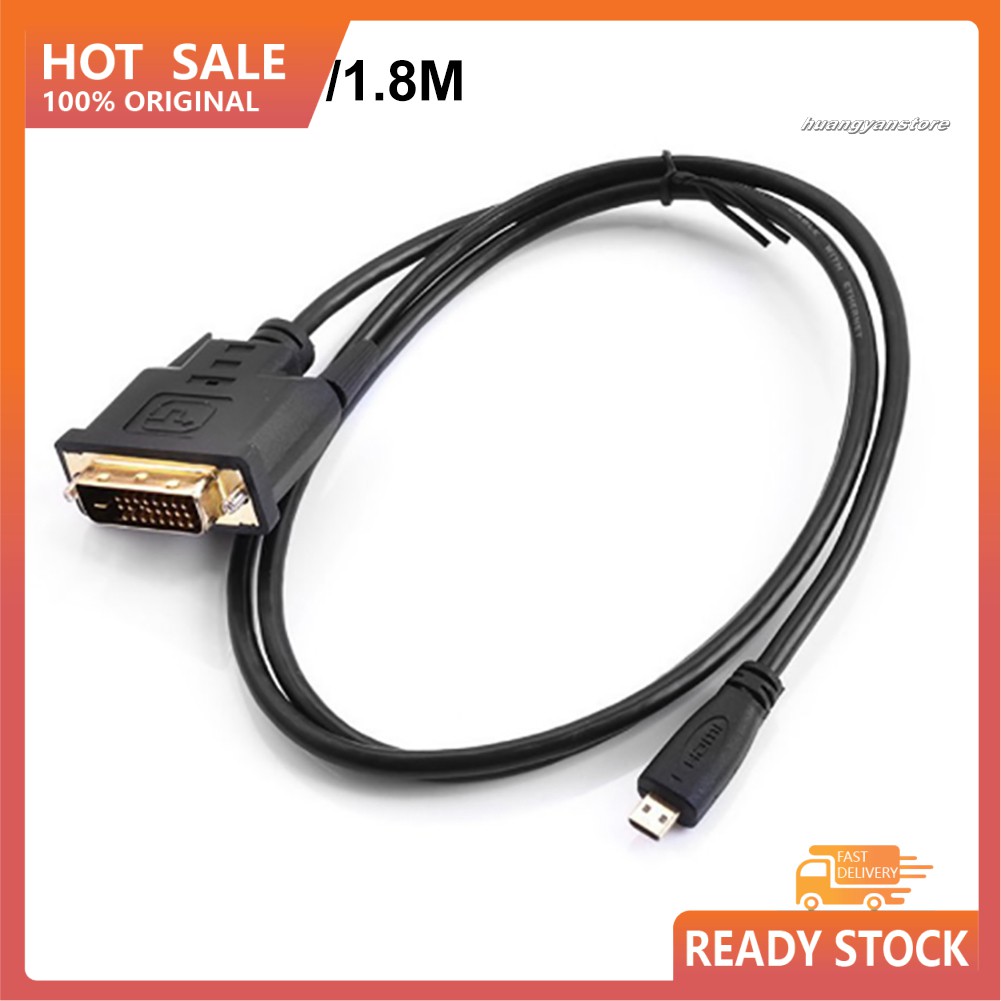 Dây Cáp Chuyển Đổi Micro Hdmi Sang Dvi 24 + 1pin Mạ Vàng 0.3 / 1 / 1.8m Cho Hdtv