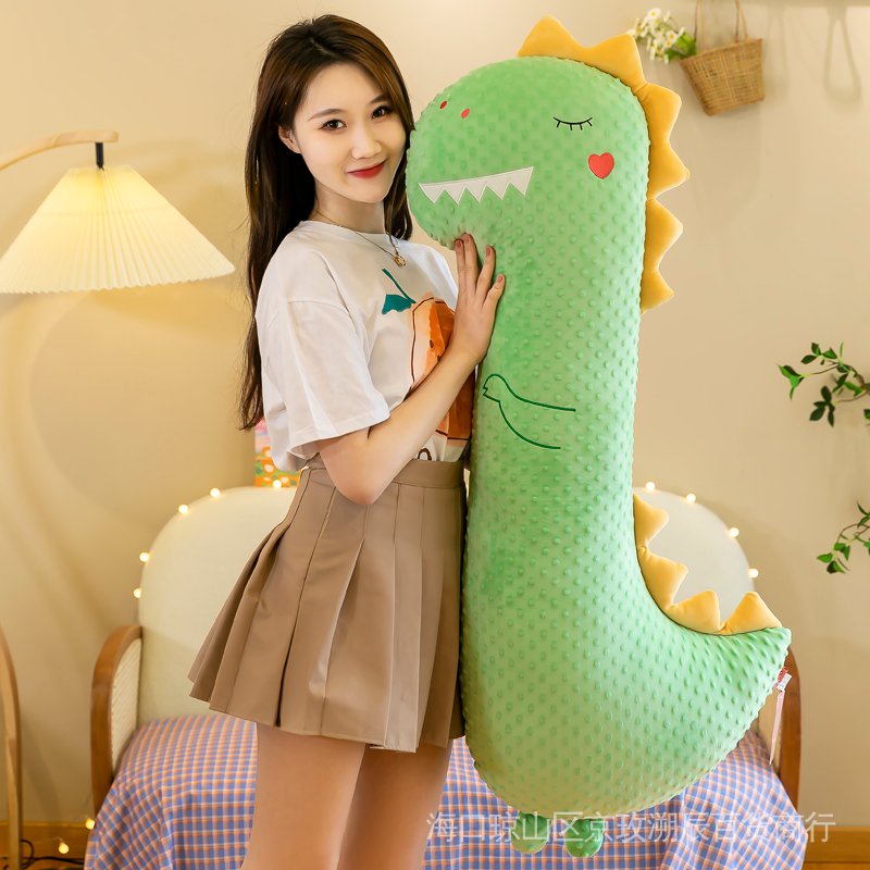 Gối Ôm Dài Hai Mặt Bằng Lụa Lạnh Họa Tiết Khủng Long Dễ Thương Cho Bé Gái