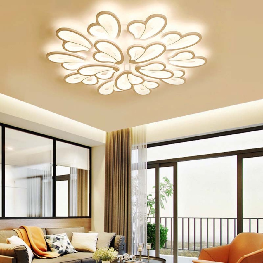 Đèn trần, đèn ốp trần cánh bướm 3 chế độ sáng kèm khiển trang trí phòng khách, phòng ngủ hiện đại, sang trọng