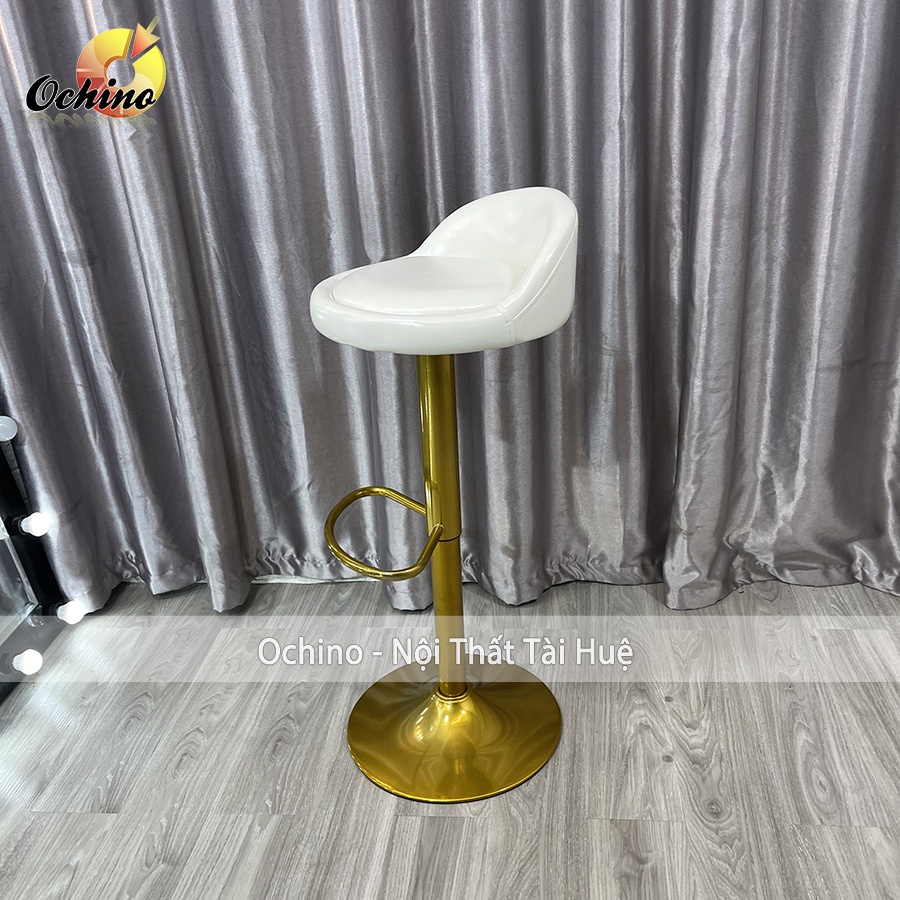 Ghế Bar, Ghế Trang Điểm Mẫu TỰA THẤP Chân Vàng K1 Sang Chảnh Điều Chỉnh Độ Cao 60/80 Và Xoay 360 Độ ( Có Sẵn)