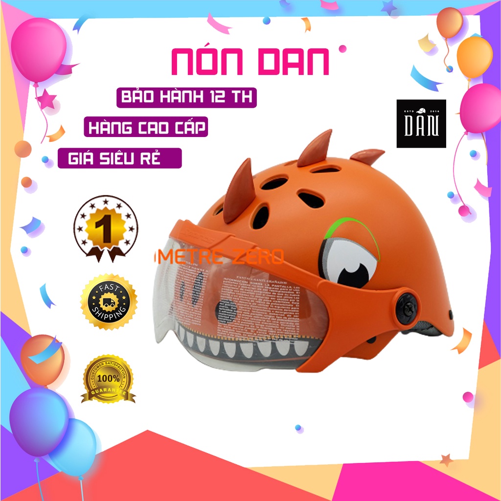 Nón bảo hiểm trẻ em từ 3-7 tuổi có hình dáng KHỦNG LONG CÓ KÍNH bảo vệ đầu trẻ khi đi xe máy nhẹ cứng cáp TP.HCM
