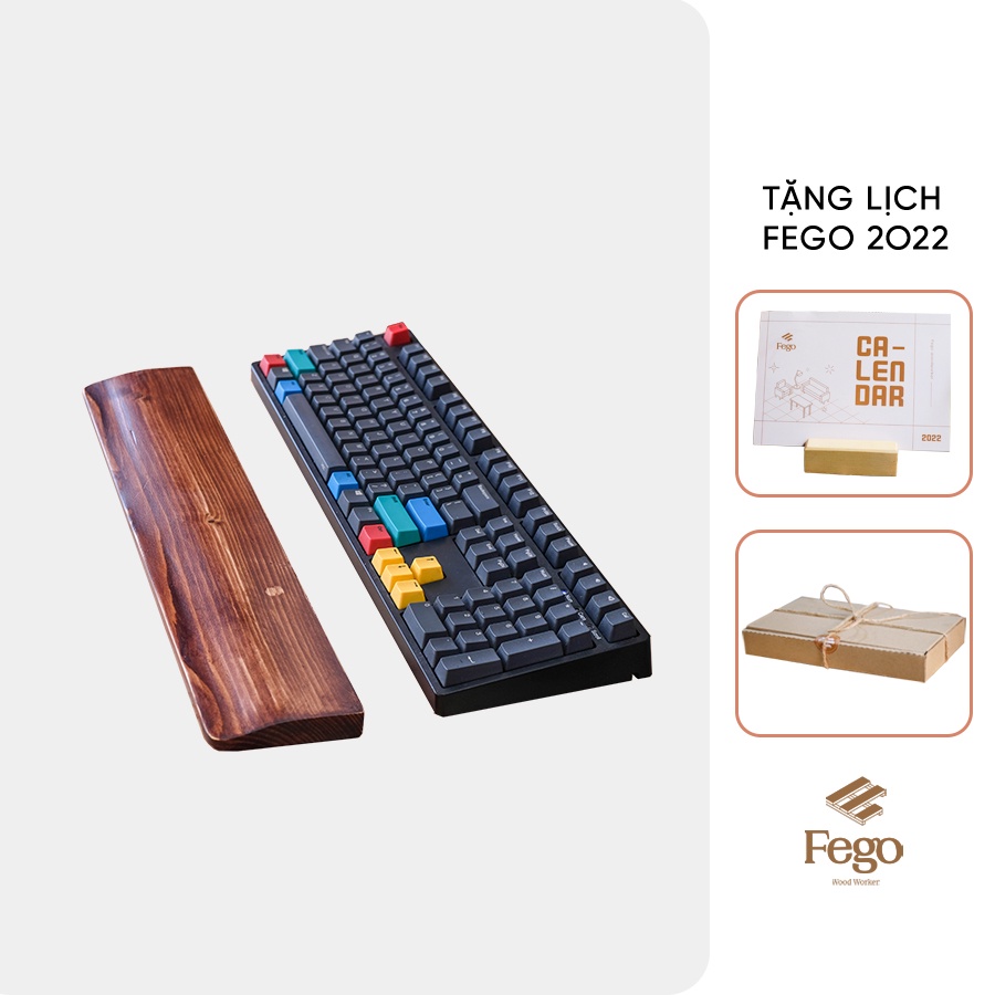 Kê lót tay bàn phím FEGO màu nâu rustic bằng gỗ thông fullsize/ Keychon
