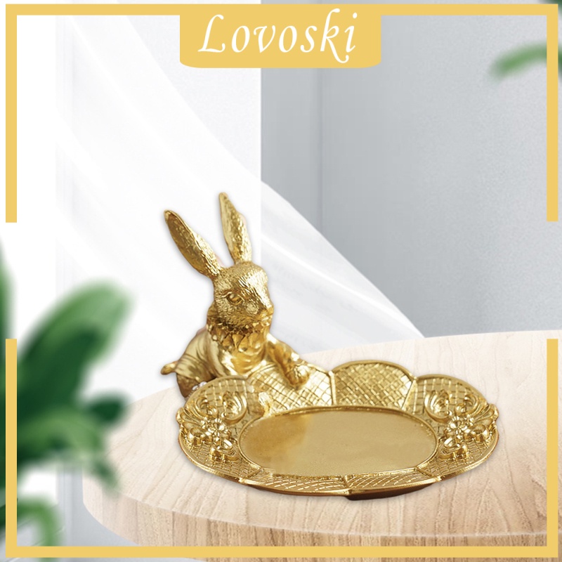 [Lovoski] Khay Trưng Bày Trang Sức Hình Thỏ Vàng Đồng Sắp Xếp Gọn Gàng Cho Nữ