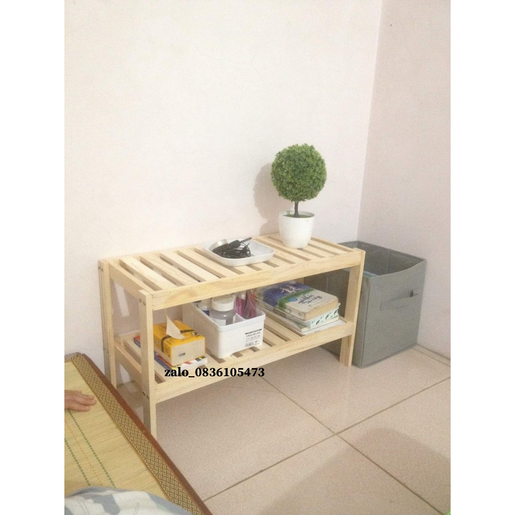 kệ gỗ 2 tầng để đồ trang trí, tab gỗ để phòng ngủ