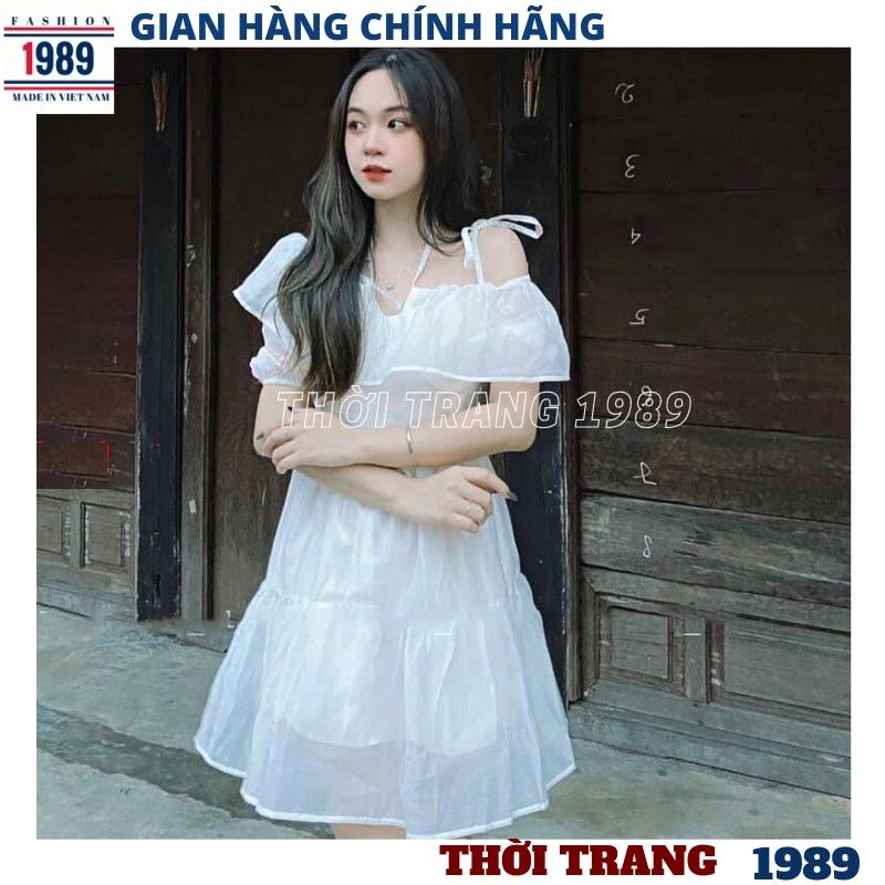 Váy voan trễ vai buộc dây kiểu dáng hàn quốc đầm công chúa dự tiệc sang chảnh cực xinh dễ thương -PHƯƠNG 1989
