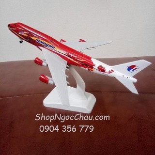 Máy bay mô hình tĩnh Malaysia B747 20cm màu đỏ