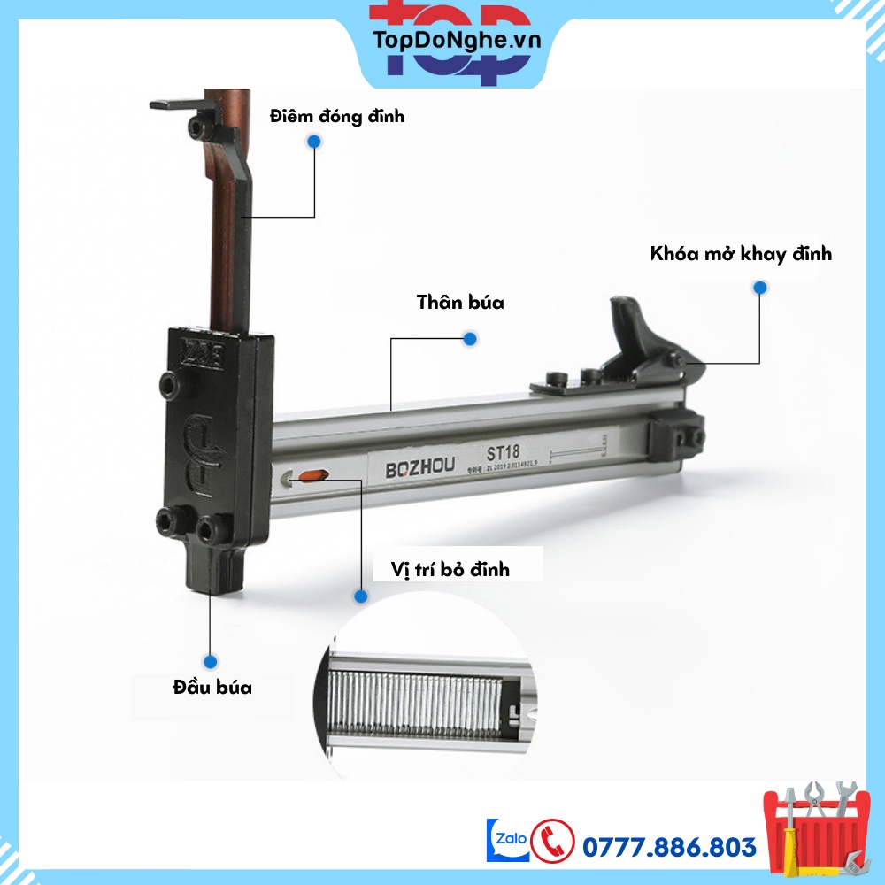 Dụng cụ hỗ trợ đóng đinh ST18 - ST18B đóng V thạch cao, nẹp điện, gen điện, búa đóng đinh bê tông tiện lợi sửa chữa lắp