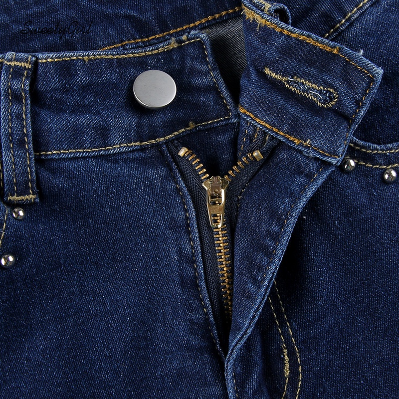 Quần Jeans Nữ Ống Loe Đính Hạt 2022 Thời Trang