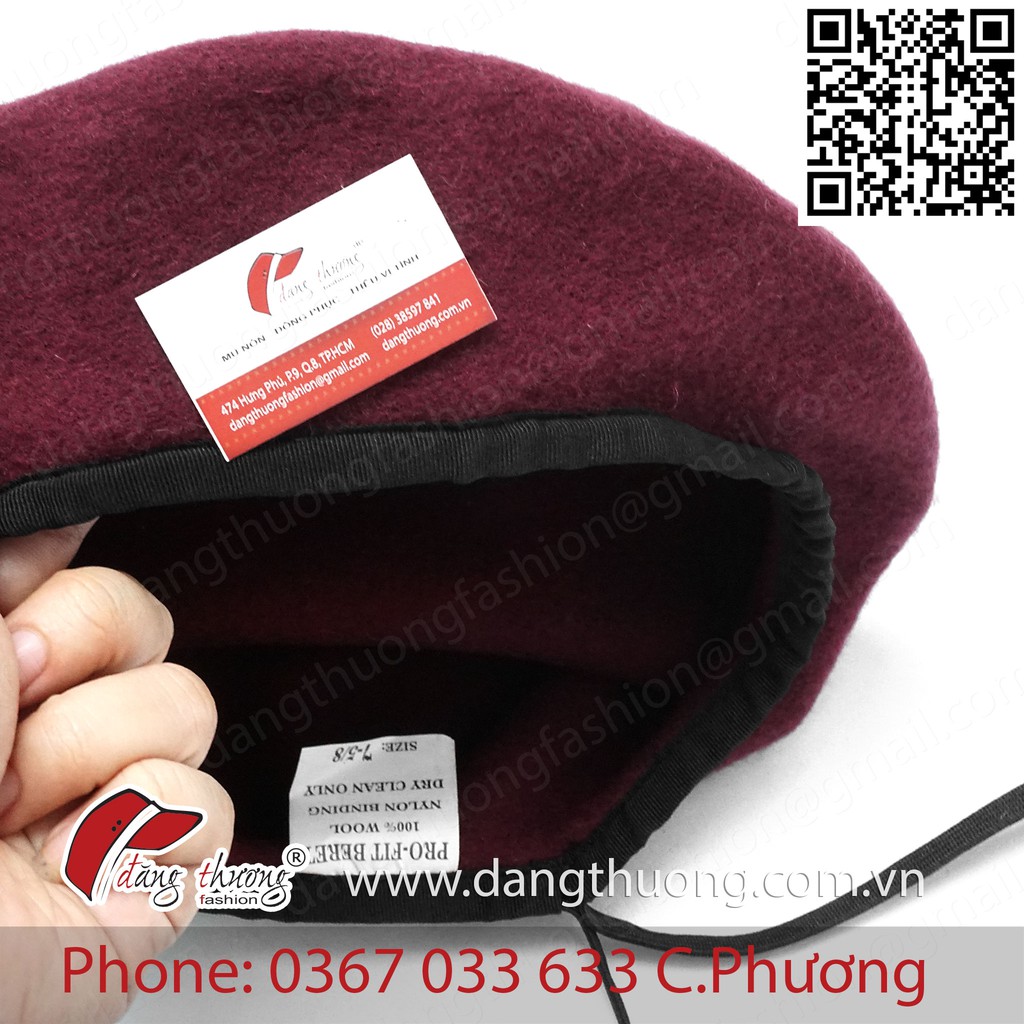 Mũ nồi beret đỏ KHÔNG ĐƯỜNG CHỈ MAY kiểu quân đ.ô.i