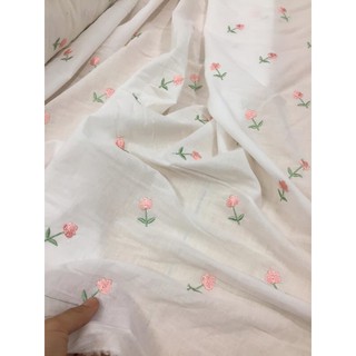 vải thô boi thêu hoa