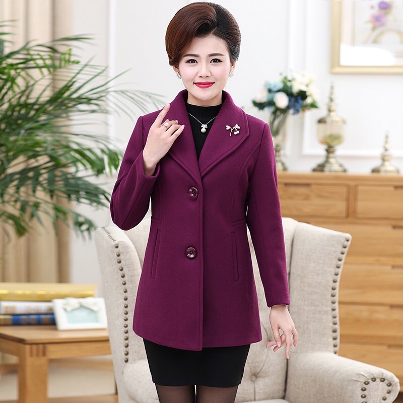 Áo khoác dạ trung niên nữ cao cấp thiết kế sang trọng, màu sắc quý phái NV0477