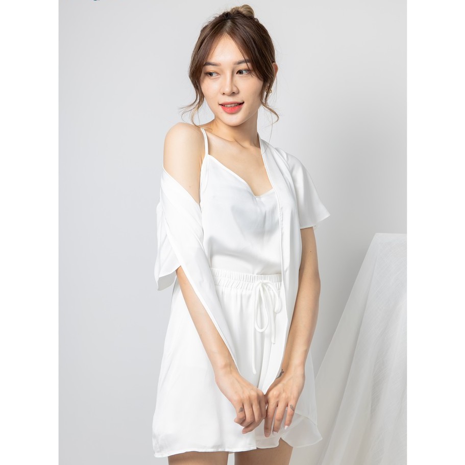 Bộ quần áo lụa 3 chi tiết mặc nhà Emspo có kèm áo choàng BSMM0004