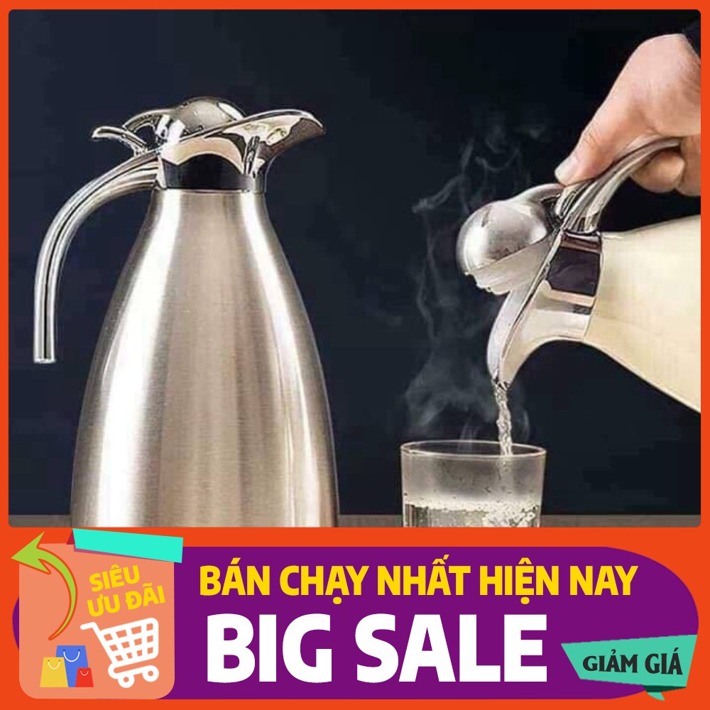 Bình Giữ Nhiệt Mỏ Vịt Nóng Lạnh Ruột Inox 304 Cao Cấp 2L - Bình phà trà cà phê tại nhà dung tích lớn có quai cầm