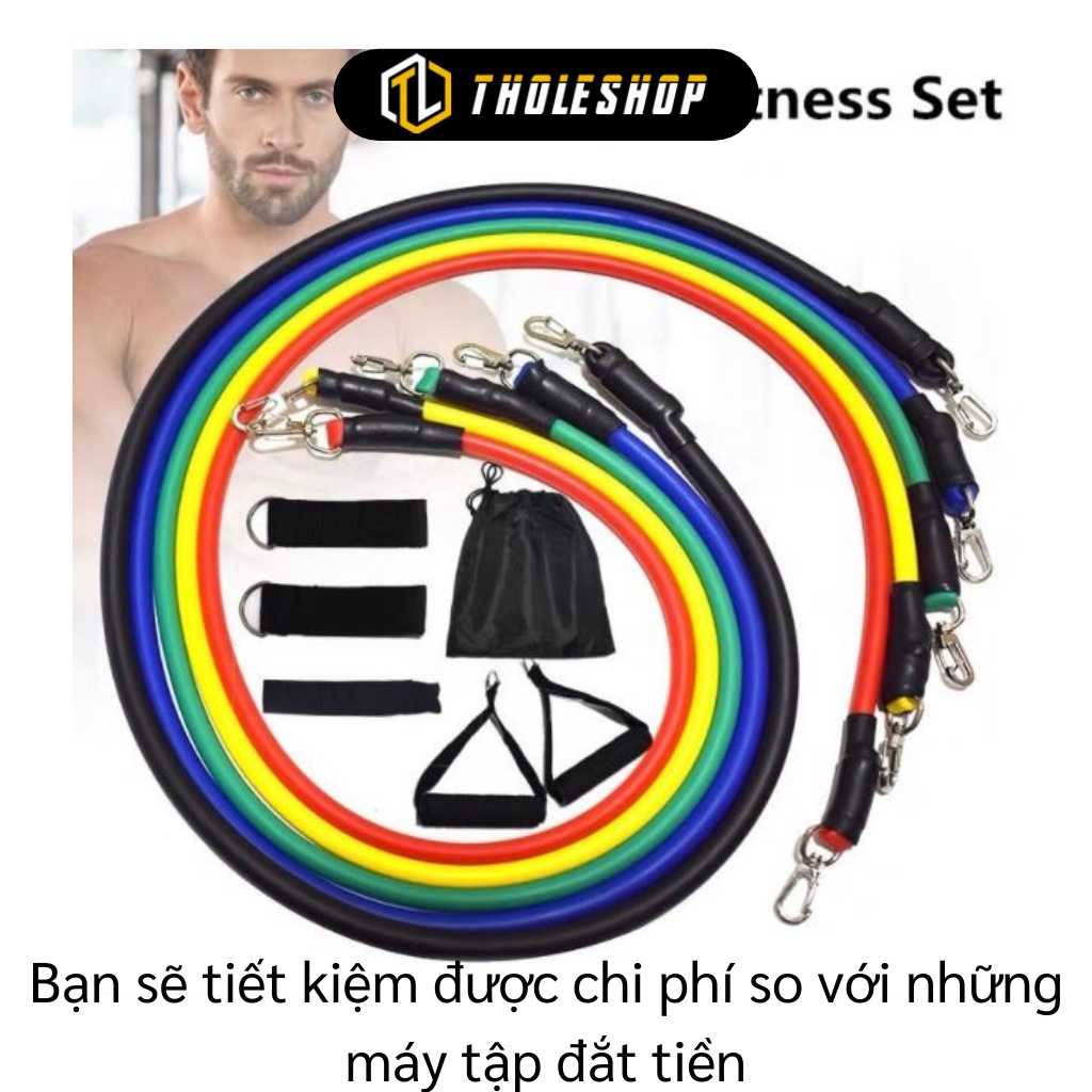 Dây Tập Thể Dục - Bộ 11 Món Dây Ngũ Sắc Tập Gym Đa Năng FullBody - Dây Kháng Lực 6031